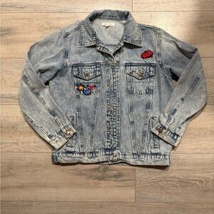 Honey Punch Oversized Denim Jacket with Soul Patch – Size Large